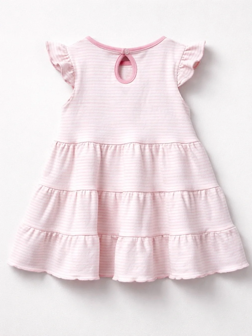 Magnolia Baby pink & white stripe  tiered dress with alligator appliqué 12 Mon